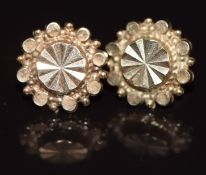 A pair of 9ct gold earrings, 1.2g