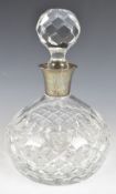 Elizabeth II hallmarked silver mounted cut glass ship's or similar decanter, Birmingham 1980,