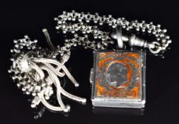 Edwardian hallmarked silver novelty double sided stamp case decorated with enamel, Birmingham