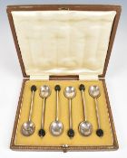 Cased set of George VI hallmarked silver coffee bean spoons, Sheffield 1919, maker Cooper Brothers &