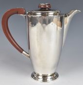 Art Deco hallmarked silver coffee pot or hot water jug, Birmingham 1936, maker Adie Brothers Ltd,