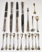 Hallmarked and continental silver spoons including a set of eleven filigree examples, length 11.5cm,