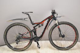 Specialized full suspension mountain bicycle, with Rock Shox front forks, disc brakes and Sram