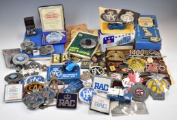 Vintage and classic car collectables including RAC badges and stickers, Canadian Automobile