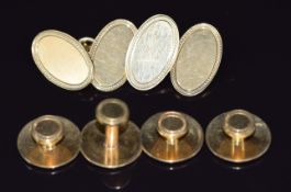 A pair of 18ct gold cufflinks, Birmingham 1929, and 18ct gold studs, 22.6g