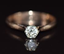 A 9ct gold ring set with a round cut diamond of approximately 0.3ct, 1.7g, size L