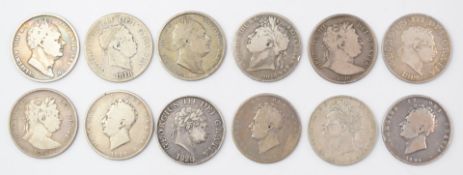 A collection of half crowns comprising five George III examples 1816, 1817, 1818, 1819 and 1820;
