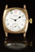 Waltham 9ct gold gentleman's wristwatch with subsidiary seconds dial, blued hands, black Arabic
