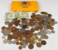 Sundry UK and overseas coinage including modern crowns, in a Los Angeles 1984 Olympiad wallet