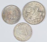 1937 George V Coronation crown together with an 1887 Queen Victoria Jubilee half crown and a 1902