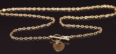 A 9ct gold necklace with heart pendant / clasp, 3g