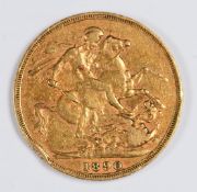 1890 Queen Victoria jubilee head gold full sovereign