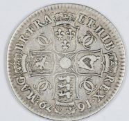 1679 Charles II fourth bust half crown, F+ to NVF