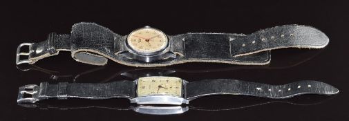Two gentleman's wristwatches comprising Buren with inset subsidiary seconds dial, blued hands, black