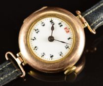 Rolex 9ct gold ladies wristwatch with blued hands, Arabic numerals, gilt hour markers, white