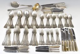 Haller & Rathenau 19thC German silver part 18 place canteen of fiddle and thread pattern cutlery,