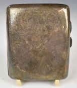George V hallmarked silver curved cigarette case, Birmingham 1916, length 8.5cm, weight 79g