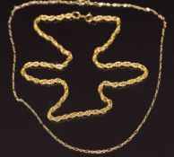 Two 9ct gold necklaces, 10.3g