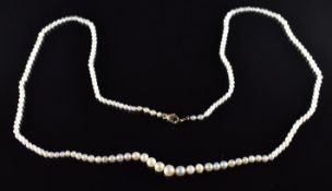 A single strand of pearls with 9ct gold clasp