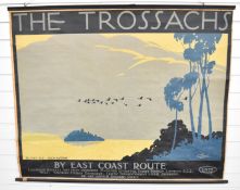 LNER Trossachs vintage railway travel advertising poster by Tom Purvis, depicting a scene of Ellen's