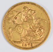 1873 Queen Victoria young head gold full sovereign