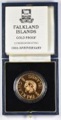 Royal Mint 1983 Falkland Islands 22ct Gold Proof 150th Anniversary 'crown sized' 50p, 47.54g, 38.