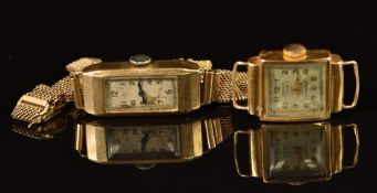 Two gold ladies wristwatches comprising Ancre 18ct and one other unnamed 9ct example on 9ct gold