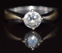 An 18ct gold ring set with a round cut diamond of approximately 0.9ct, 5.8g, size N