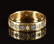 A 9ct gold eternity ring set with quartz and spinel in star settings, 3.3g, size P