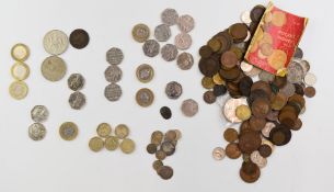 A collection of UK and some overseas coinage, George III onwards, includes small silver content,