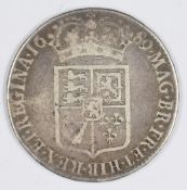 1689 William and Mary half crown, first shield reverse, F