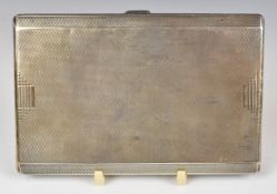 Art Deco hallmarked silver cigarette case with engine turned decoration, London 1935, maker