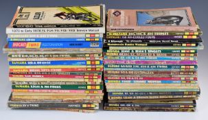 Approximately fifty classic motorcycle Haynes and other manuals to include Honda C50, Yamaha