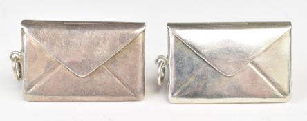 Two novelty stamp cases formed as envelopes, each marked 925, weight 28g
