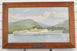 Framed print of the Union-Castle Line liner or ship RMS Pretoria Castle, overall size 56 x 86cm