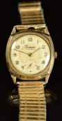 Pioneer 9ct gold gentleman's wristwatch with subsidiary seconds dial, gold hands and Arabic