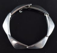 Georg Jensen silver bracelet made up of triangular links, in original box