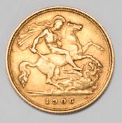 1906 Edward VII gold half sovereign