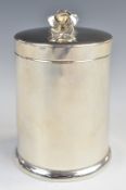 American silver dressing table pot with floral finial, marked international sterling to base, height