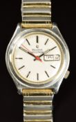 Bulova Accutron gentleman's wristwatch with day and date aperture, luminous hands, baton hour