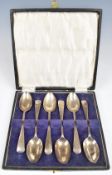 Cased set of six George V or Edward VIII hallmarked silver teaspoons, London 1936, maker Josiah