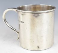 George V hallmarked silver plain mug or tankard, Sheffield 1910, maker Henry Stratford Ltd and