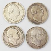 Four William IV half crowns 1834, 1835, 1836 and 1837