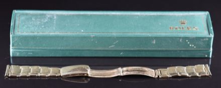 Rolex 9ct gold expanding wristwatch bracelet, 14cm long, 29g, in Rolex box.