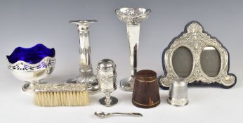 Edward VII hallmarked silver mounted candlestick, Sheffield 1907, maker Harrison Brothers &