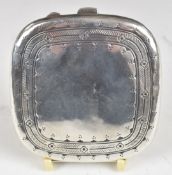 Liberty & Co. George V hallmarked silver cigarette case with engraved and hammered Arts and Crafts