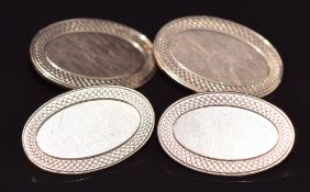 Georg Jensen pair of 9ct rose gold cufflinks with engine turned decoration, Birmingham 1923, 9.6g