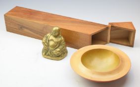 Arts & Crafts walnut or similar tall candle box with wooden hinged lid by Ben Casson (Wobage