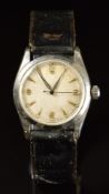 Rolex gentleman's wristwatch ref. 6420 with luminous steel hands, gold hour markers and Arabic