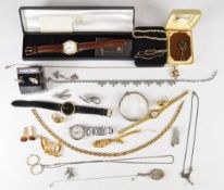 A collection of jewellery etc including Seiko and Raymond Weil watches, silver lockets, Sphinx